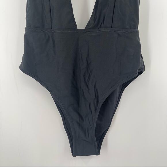 KENDALL +KYLIE Swimsuit One Piece Plunge Black Sexy Beach Swim Tie NWT Medium - Picture 10 of 12